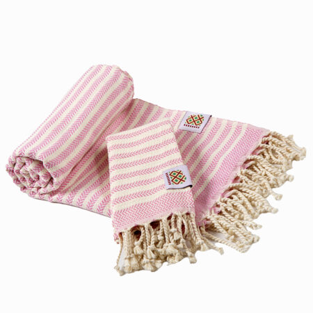Badetuch und Handtuch Portokala V aus Baumwolle - rosa Set