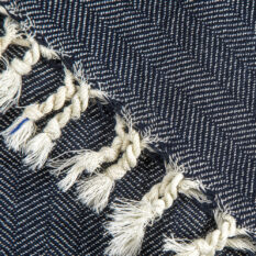 Ručne tkaná vlnená deka Nara VII - tmavo modrá
