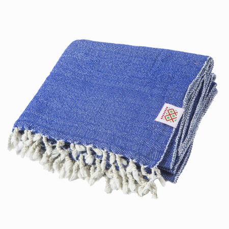 Ručne tkaná vlnená deka Nara X - modrá