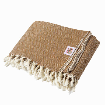 Handwoven wool blanket Nara VIII - light brown
