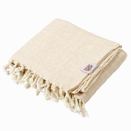 Ručně tkaná vlněná deka Nara VI - béžová