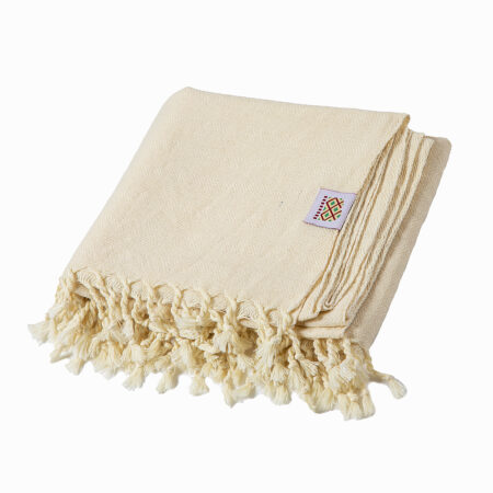 Handwoven wool blanket Nara III - white