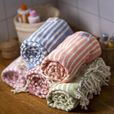 Badetuch und Handtuch Portokala V aus Baumwolle - rosa Set