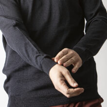 Men's merino wool sweater I - blue-black