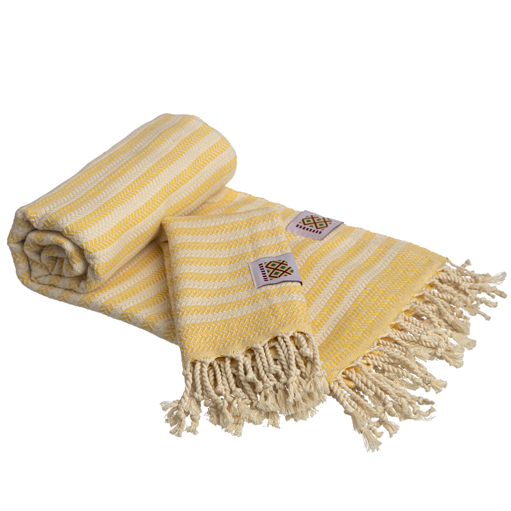 Badetuch und Handtuch Portokala VI aus Baumwolle - gelbes Set