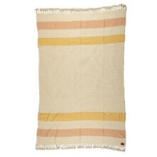 Perelika Merino Wool Blanket - White with Yellow and Orange Stripe, EXTRA FINE