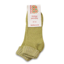 Ponožky 90% vlna, jednobarevný pružný úplet s ohrnovacím lemem - hráškově zelená