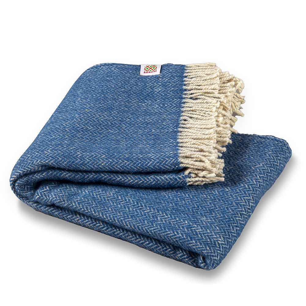 Wool blanket Elma IV - navy blue