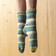 Merino Wool Socks, green patterned