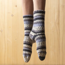 Merino Wool Socks, grey patterned