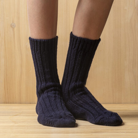 Socken aus dicker Wolle 100% Merinowolle, dunkelblau