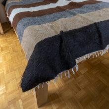 Mohair bedspread Filiz III - black, white, brown and grey stripes