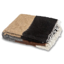 Mohair bedspread Filiz III - black, white, brown and grey stripes