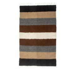 Mohair bedspread Filiz III - black, white, brown and grey stripes