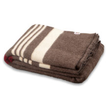 Thick wool blanket Rainbow XXII - brown with white and red stripes