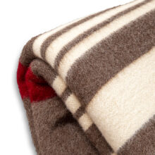 Thick wool blanket Rainbow XXII - brown with white and red stripes