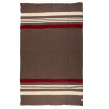 Thick wool blanket Rainbow XXII - brown with white and red stripes