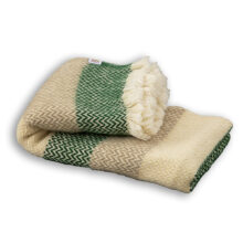 Wool blanket Karandila II with fir green and grey stripes